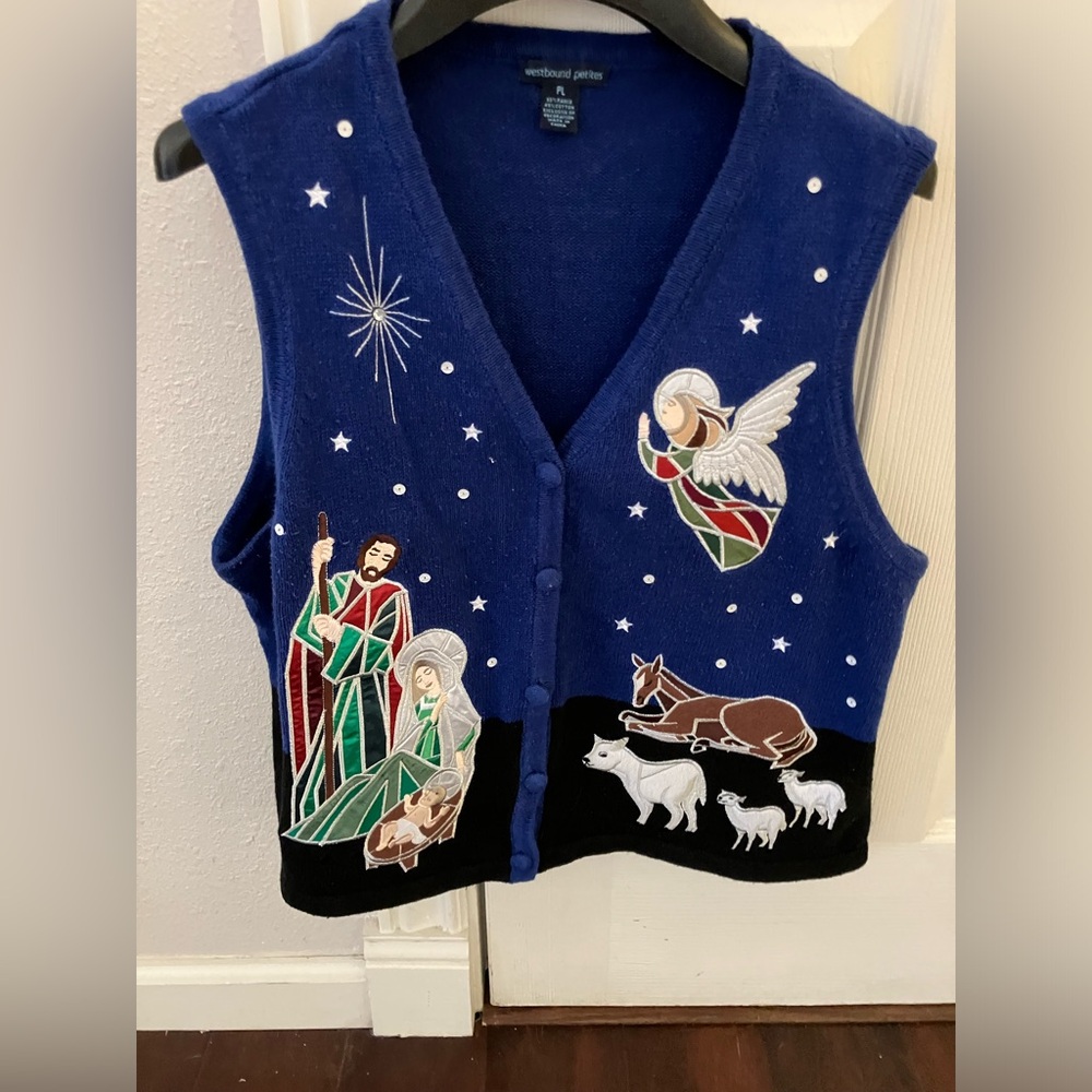 Christmas Baby Jesus Sweater Vest PETITE